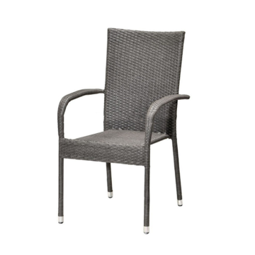 Steel Frame Patio Dining Chairs | Outdoor Rattan Armchairs
