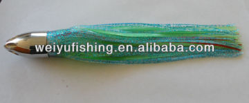 metal trolling lure head with squid skirt for tuna lure sport fishing lure