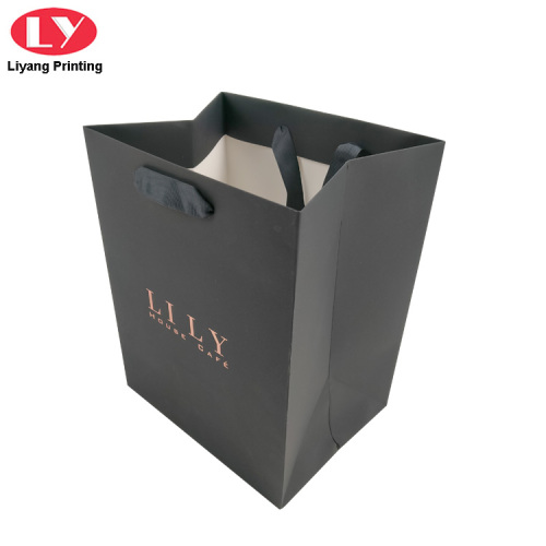 Shopping Black Paper Bag Luxury with Handles