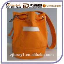 Vegan Style Heavy Cotton Canvas Bucket Bag With Leather Trim