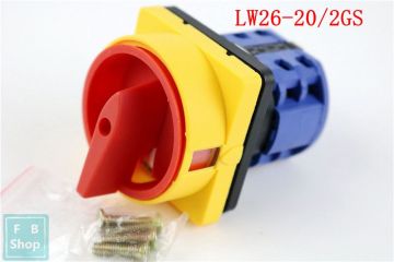 1pcs LW26-20/2GS 2 postion OFF-ON 690V 20A Padlock 2 poles 8 terminals Rotary switch main switch emergency stop silver contact