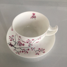 Ceramic Bone Porcelain Tea Cup and Tray Set
