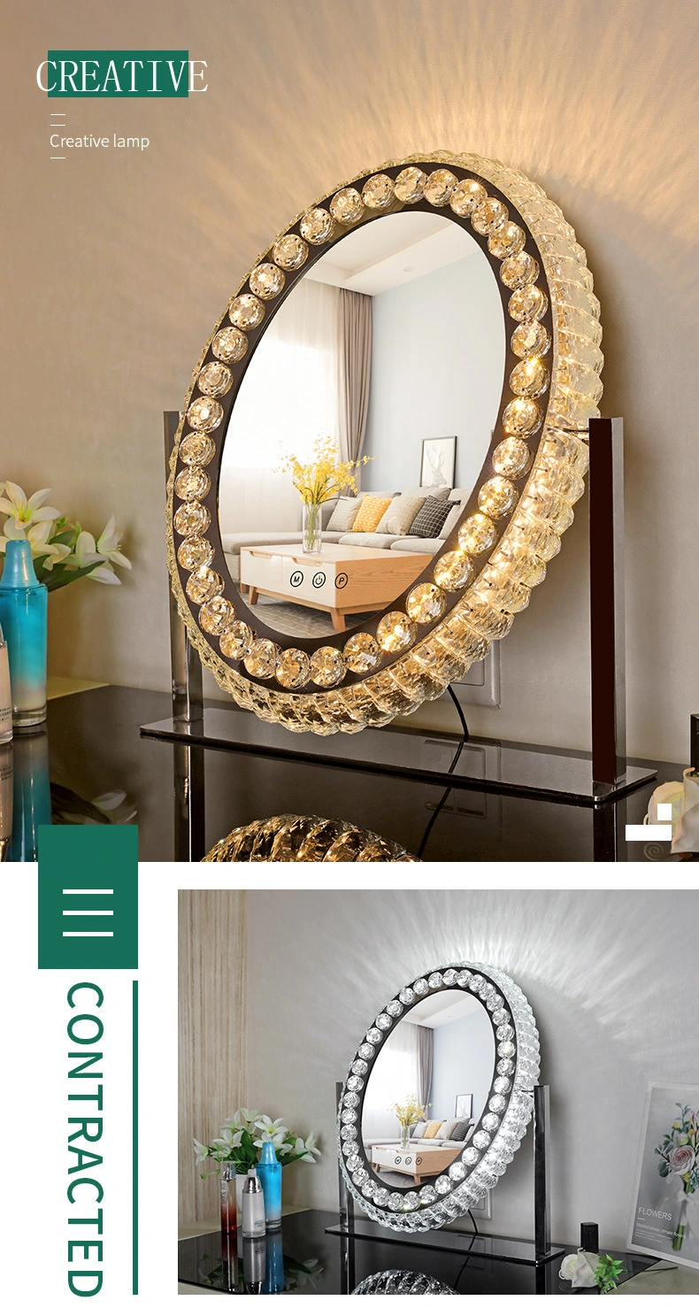 Ins with Light Dressing Mirror Tabletop Luxury Light Supplement Mirror