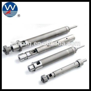 Vacuum hardening injection feed barrel and screw