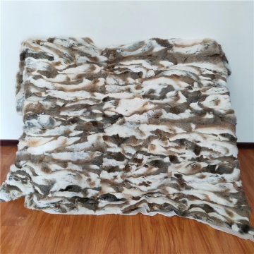 Comfortable Soft Pelz Leather Pelt Real Rabbit Grey Fur Throw Blanket Rug Patchwork Skin Fur Rug