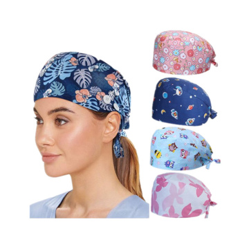 Adjustable Breathable Printed Cotton Scrub Cap for Doctors and Nurses