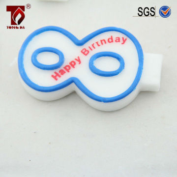 flameless candle kids birthday number candle with blue outline printed happy birthday letters