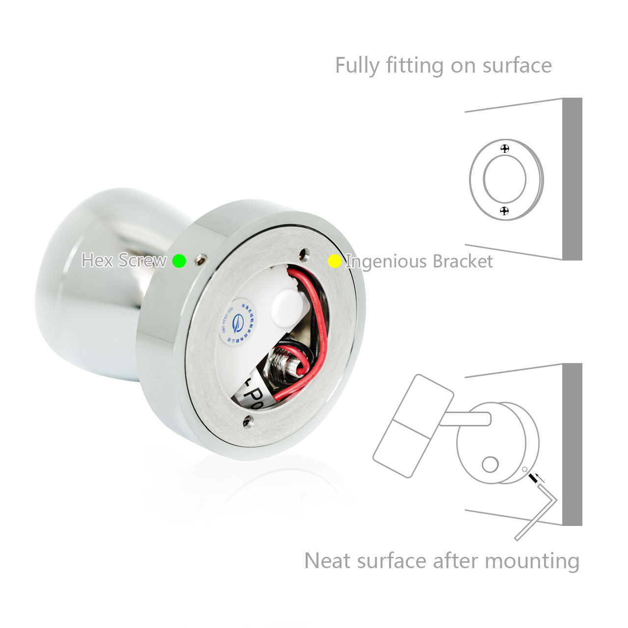 Genuine Marine Hot Sales 12V Marine Boat Wall Mounted Spotlight Touch Dimming LED Interior Reading Light