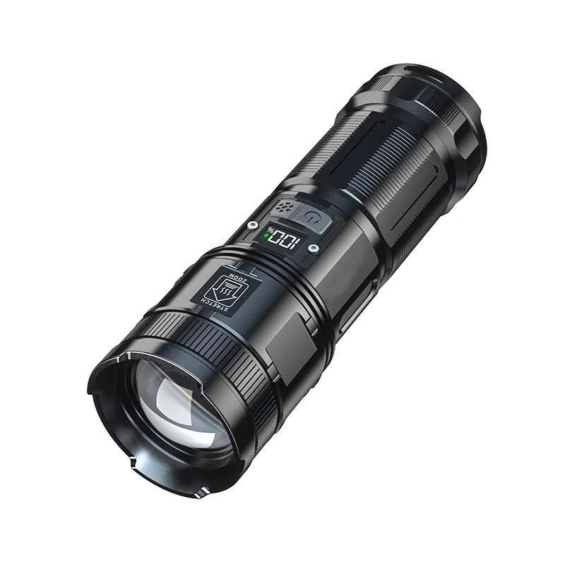Powerful LED Flashlight with White Laser Beam for Outdoor Use