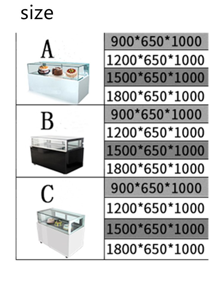 custom size counter showcase freezer cake display case refrigerator