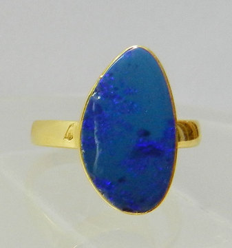 925 Sterling gold plated Doublet Opal Ring
