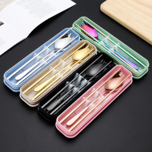 Portable Stainless Steel Spork Chopsticks Set With Box
