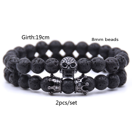 King Crown Black Onyx Matte Bracelet 8mm Beads Natural Stone Chakra Collection Reiki Gift for Men Women