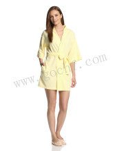 Waffle pique hotel women kimono collar bathrobe