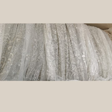 Glitter Pearl Tulle Bead Bordir Mesh Fabric