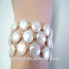 11mm White Button-shaped Pearl Bracelet Jewelry