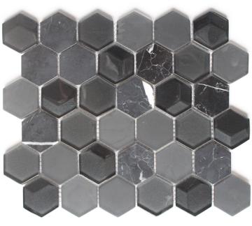 Black Color 3D Effect Hexagon Mosaic Tile