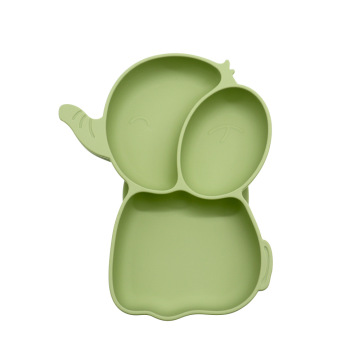 Elephant Silicone Divided Suction Plate Baby Feeding Set
