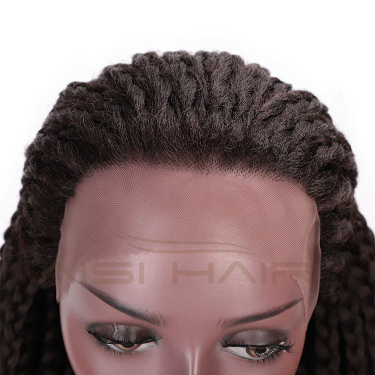 Aisi Hair Long Glueless Lace Front Wigs For Black Women Heat Resistant Braid Box Lace Front Three Braids Long Wigs