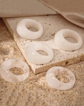 Aimee Fashion Simple Design European Style White Jade and Crystal Rings Jewelry for Women