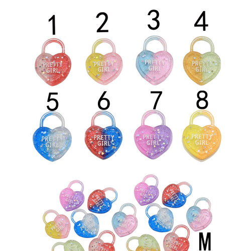 Gradiente Pretty Girl Cuore Lock Key Resina Charms Artigianato Flatback Cabochon Scrapbooking Per abbellimenti Accessori fai da te