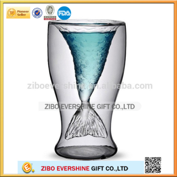 100ml beautiful mermaid double wall wine glass cup drinking mug
