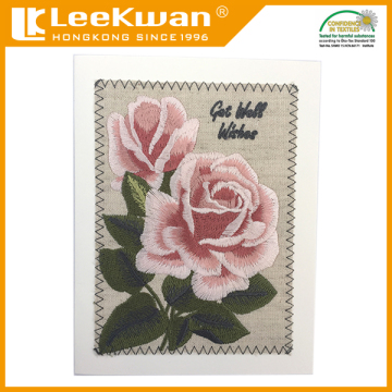 Beautiful plain embroidery greeting card, souvenir embroidered card