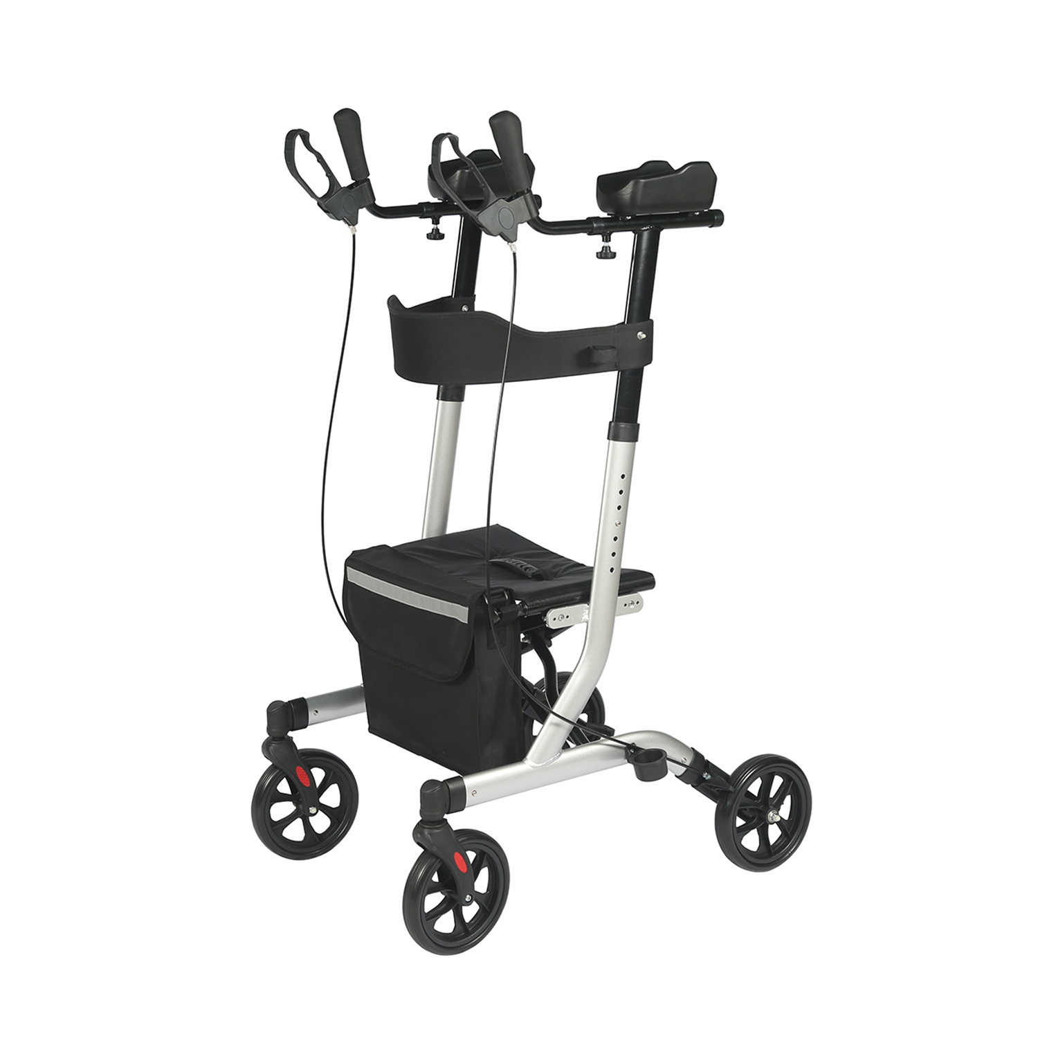 Rollator para personas mayores y adultos de pie de pie plegante con asientos y ruedas de 8 pulgadas, reposabrazos acolchado y respaldo