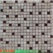 Tumbled Travertine and Glass Tile Wall Decoration (KSL124133)