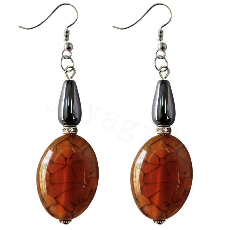 Boucle d&#39;oreille en agate avec pierre naturelle