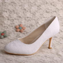 Elegant Lace Wedding Ivory Shoes Closed Toe