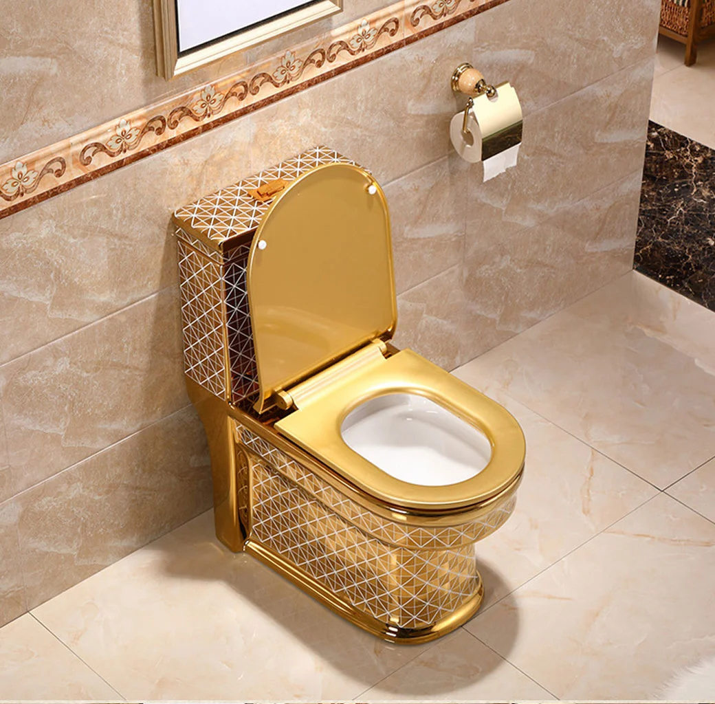 European Tyle Luxury Golden Flush Toilet Toilet Home Creative Personality Color Toilet