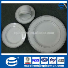2014 great quality stock of 41pcs ceramic dinnerware with royal silver edge decor