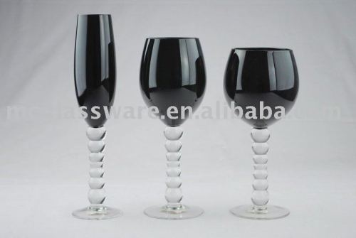 Handmade black flute/white wine/red wine glass