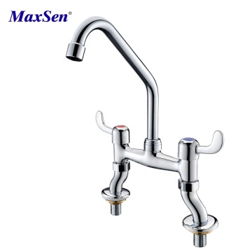 Adjustable Double Holes Dual Wrist Action Handle European Kitchen Sink Faucet