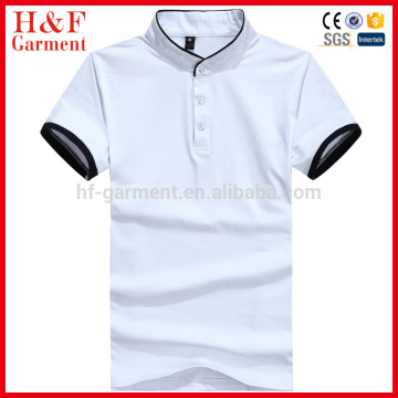 2016 latest design men white color collar t shirt