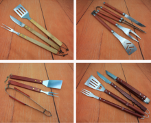 Wood handle barbecue tools set outdoor equipment