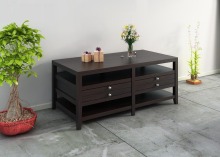 4PCS Wooden Espresso Modern Contemporary Coffee Table Set