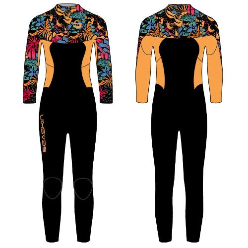 Seaskin 3/2mm Front Zip Long Surfing Wet Suit