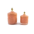Tarro de cristal colorido rociado venta caliente 2021 de la vela con el borde / la perilla del oro