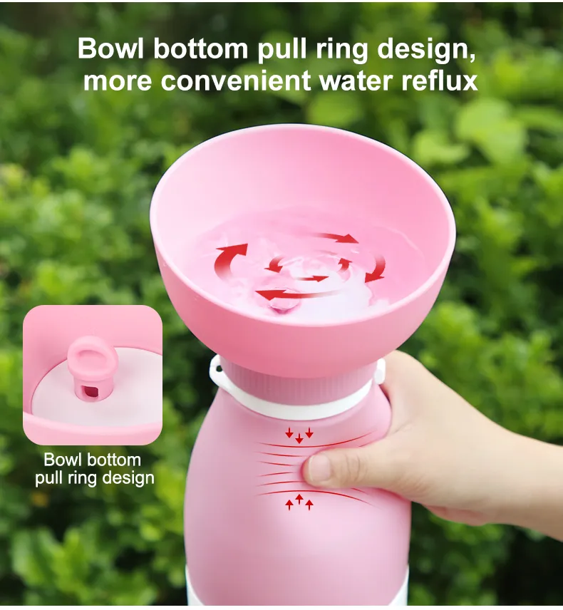 Factory Wholesale Collapsible Food Feeding Dog Water Dispenser Portable Leak Proof Dog Travel Water Silicone Bottle for Outdoor Walking