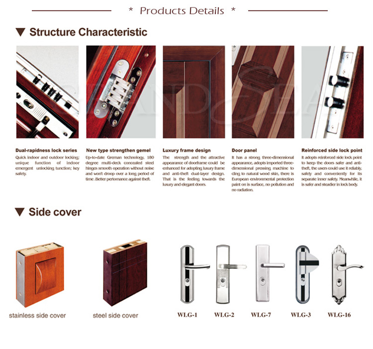 2020 newly solid wood armoured steel exterior security door