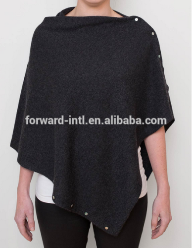 2015-2016 Fashion design knitted women wool cashmere poncho with bottons