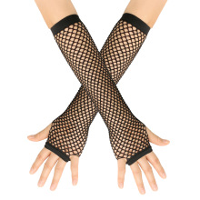 Black Fishnet Fingerless Gloves - Punk Goth Party Wear for Girls