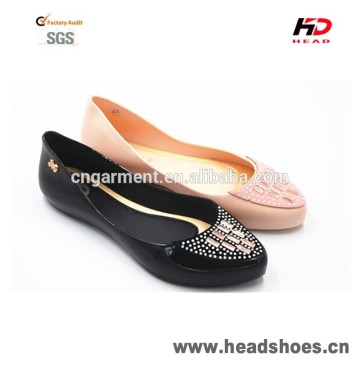 2015 ladies diamond pvc flat shoes