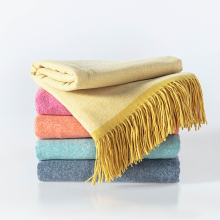 Luxury High-End Herringbone Weave Merino Wool Throw Blanket