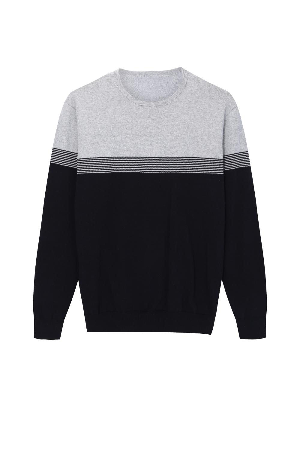 Men's Knitted Multi-Color Striped Crew-neck Base Pullover