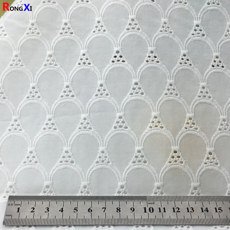RXF0610 New Design bedsheet 100% Cotton Lace Fabric Embroidery