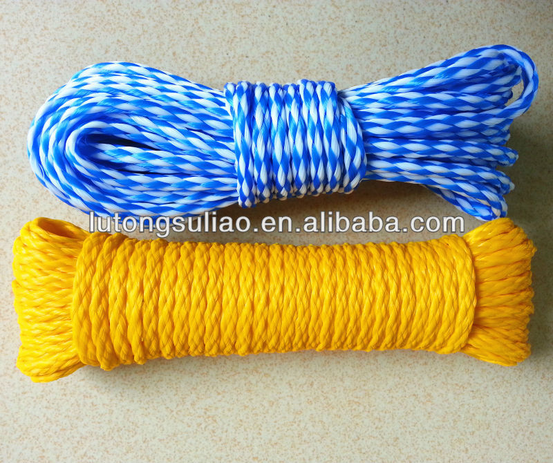 6mm yellow color pe hollow braid rope for sale