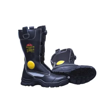 Protective Equipment Black Leather Fireman Boots